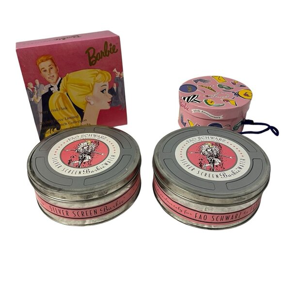 FAO Schwarz Barbie Watch Lot Limited Edition Silver Screen Pretty And Pink Annv - Picture 1 of 16
